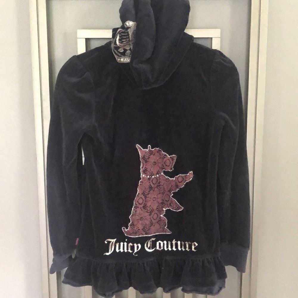 Juicy Couture Y2K Girls navy velvet hoodie jacket size 14